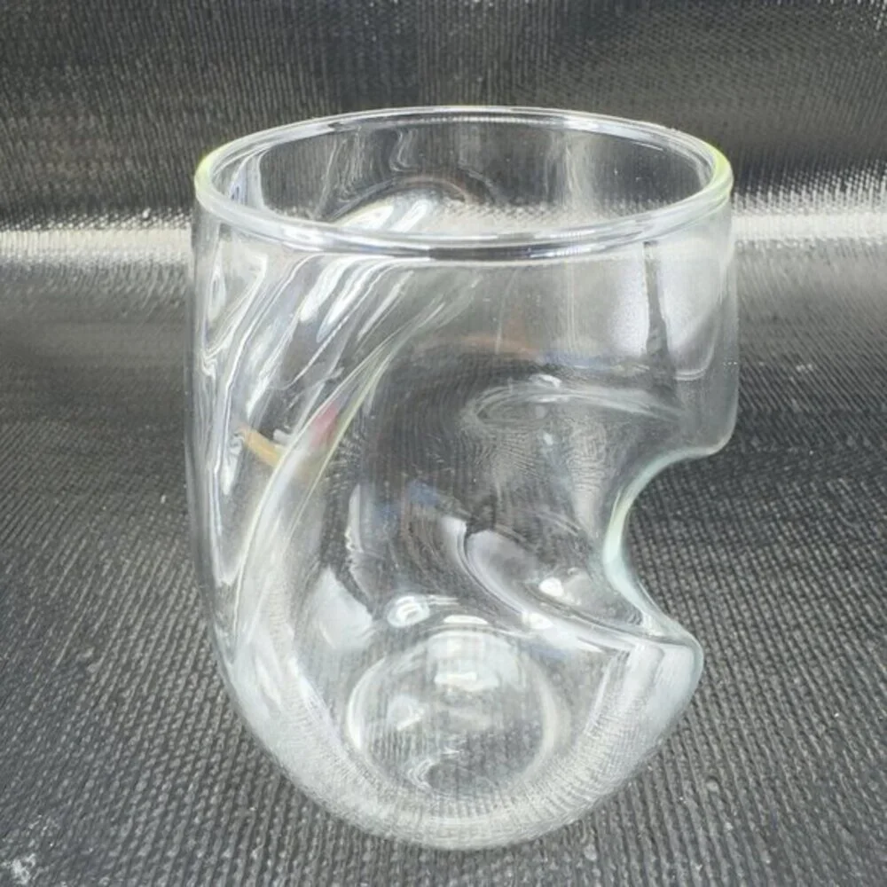 Dragon Glassware Wave Tumblers Handcrafted 16 oz Set of 2 Clear Thin Glassware‎